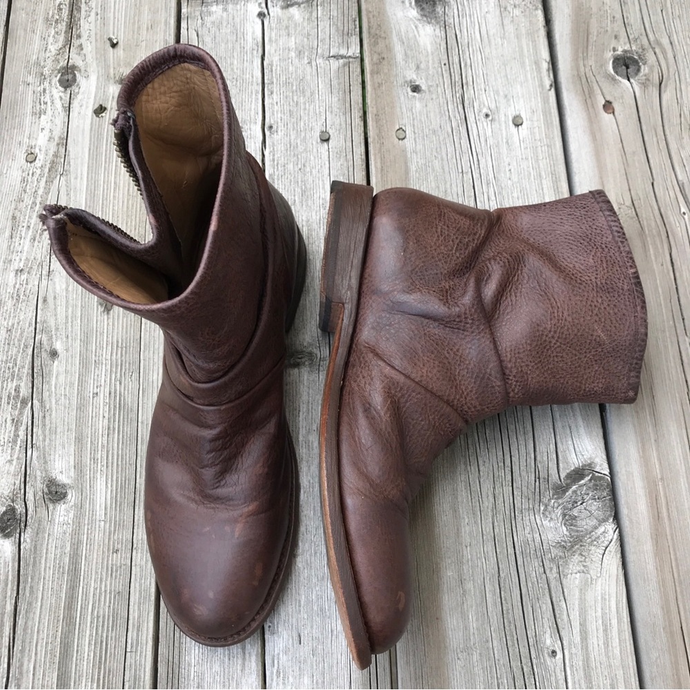 John Fluevog Chocolate Brown Leather Short Boots